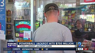 Fourth largest Powerball reaches $750 Million