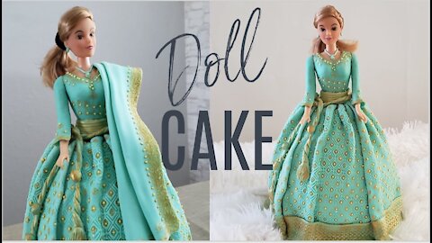 Barbie doll cake with Indian dress. Bollywood barbie.