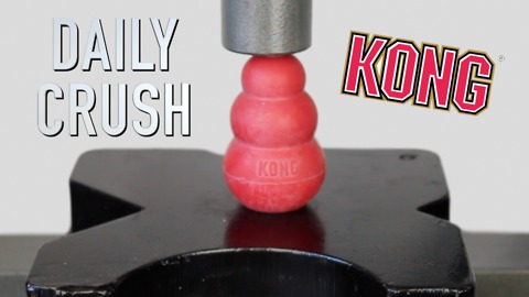 Indestructible dog toy gets crushed by hydraulic press