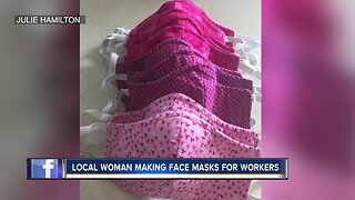 ISP employee sewing face masks