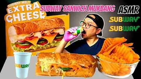 SUBWAY SANWICH MUKBANG ASMR | ASMR NO TALKING |Subway Melt Extra Cheese ,SUBWAY THAILAND #7