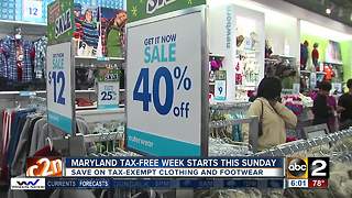 Maryland tax-free week starts this Sunday