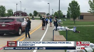 Students say goodbye at end-of-year drive-thru