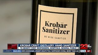 KROBĀR Craft Distillery producing hand sanitizer