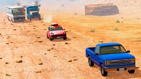 Battle Of Cars On A Rocky Road – BeamNG Drive