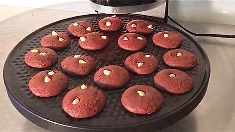 56 Red Velvet Cookie Cakes W/Box Cake Mix On Portable Pizza Oven