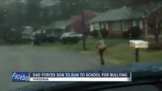 Man forces son to run to school in the rain for bullying