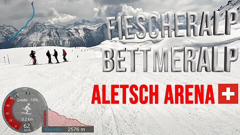 [4K] Skiing Aletsch Arena, Bettmeralp Starting From Fiescheralp, Wallis Switzerland, GoPro HERO11