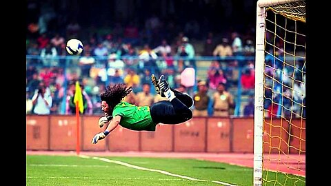 crazy shot at goalkeepers picking up a ball in football