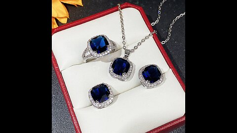 SALE!! 4pcs Creative Women Imitation Sapphire Jewelry Set