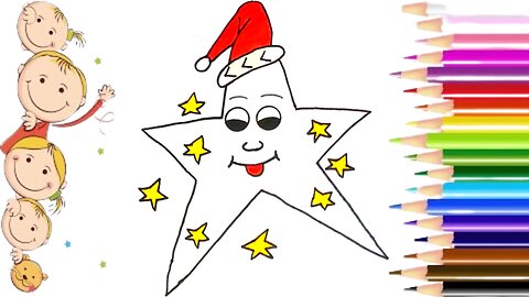 How to draw a christmas Star with santa Cap step by step/ happy christmas 🎅🎄🤶❄