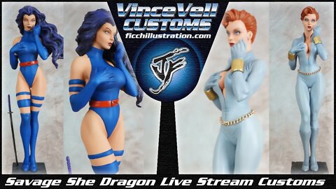 Savage She Dragons Live Stream Custom Statues Psylocke & Black Widow