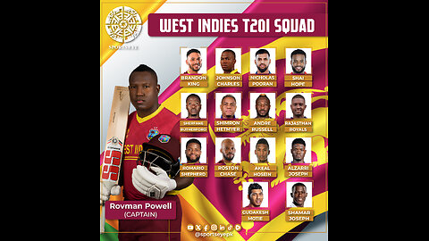 West Indies Cricket Team's ICC T20 World Cup 2024 Squad !