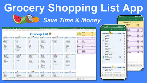 🥑Grocery Shopping List App: Create Grocery Budget, Save Time & Money: iPhone / Android: Spreadsheet