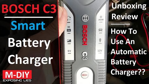Bosch C3 Fully Automatic Smart Battery Charger For 6V & 12V Batteries (Unboxing Review) [Hindi]