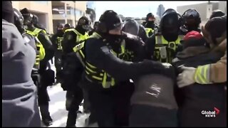 Canadian Police and Freedom Convoy Protesters Clash