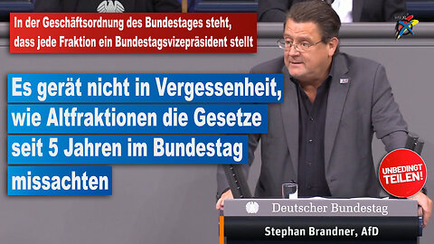 In der Geschäftsordnung des Bundestages steht, dass jede Fraktion ein Bundestagsvizepräsident stellt