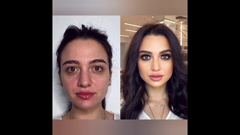 Makeup look before and after