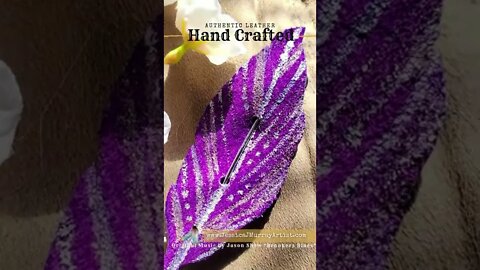 PURPLE SUEDE, 4 inch, leather feather scarf pin