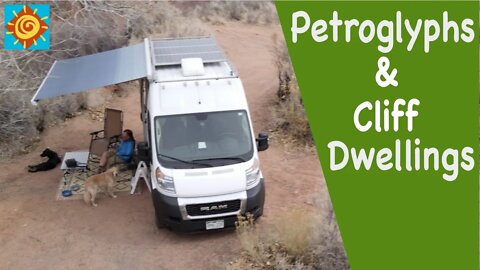 Hiking to Cliff Dwellings and Petroglyphs//Another Adventure in Our Converted Ram Promaster 136 Van