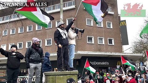 Pro-PS Protesters Swansea City Center. March for Palestine