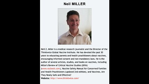 Neil Miller, author of Critical Vaccine Studies and Director of ThinkTwice Global Vaccine Institute
