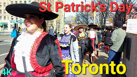 【4K】St Patrick's Day before Parade Downtown Toronto Canada 🇨🇦