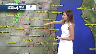 Hot and humid Sunday, few shower and storms