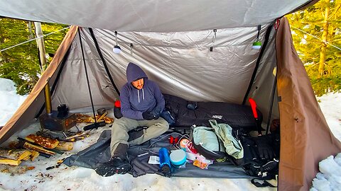 Solo Winter Camping in a Hot Tent
