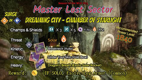 Destiny 2 Master Lost Sector: Dreaming City - Chamber of Starlight on my Strand Titan 1-24-24