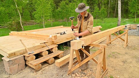 I Beginning Building Walls for my Square Log Cabin - Making Raised Beds