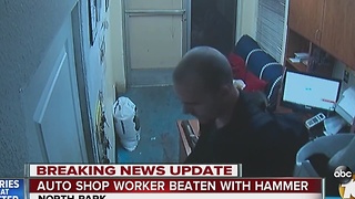 Auto shop worker beaten with hammer