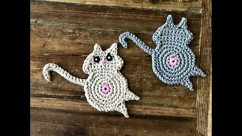 "Put a Smile on Your Face with a Fun and Functional Crochet Cat Butt Coaster"