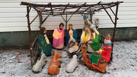 Snow falling on the Nativity