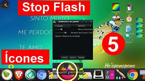 5- Como tirar a animação dos ícones da Barra de Tarefas do Bodhi Linux. Stop Flash icons Ibar