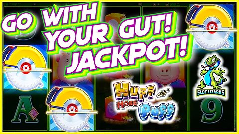 GUT FEELING!!! AWESOME MAX SPIN JACKPOT WIN! Huff N More Puff Slot Lock It Link
