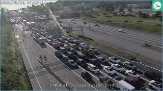 Crash causing major delays on I-480 westbound at Transportation Boulevard