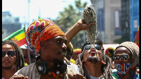 About a hundred Rastafarian demonstrators joined the Black Farmers Association of South Africa march