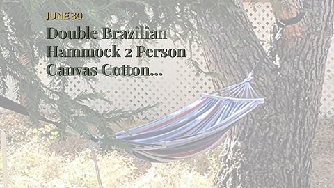 Double Brazilian Hammock 2 Person Canvas Cotton Fabric Hammock with Trees Strap for Patio Garde...