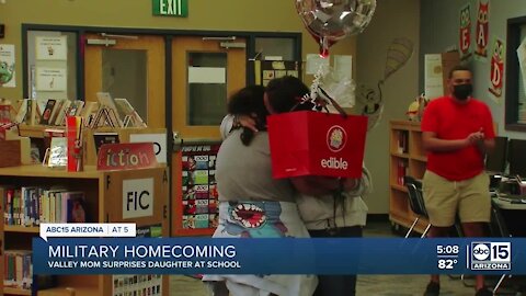 Military homecoming: Army Sergeant surprised daughter at school