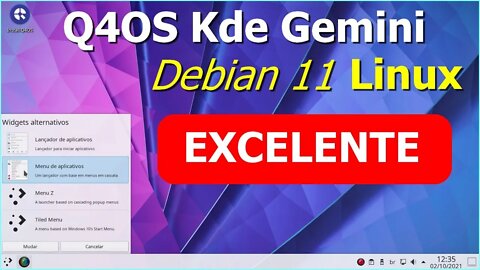 Q4OS KDE Gemini Debian 11 Linux Rápido Leve Amigável Muito bom para iniciantes e usuários do Windows