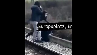 2023: Erfurt, Germany - German girls kick classmate at the train station