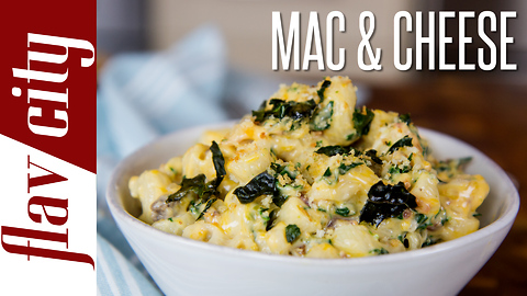 Mac & Cheese Casserole with Bacon & Kale