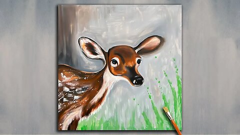 How to Draw and Paint with Acrylics / Baby Deer Acrylic Painting for Beginners Tutorial