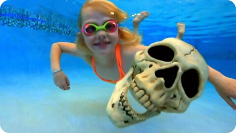 Skull in the Swimming Pool Halloween Edition