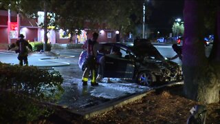 Car fire outside Indian Paint Ln. McDonald's