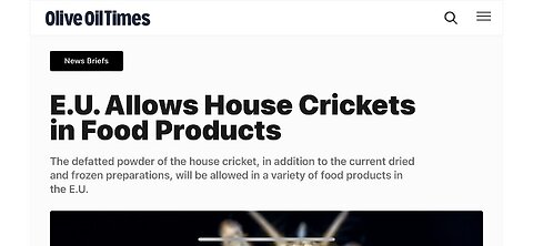 EU approves crickets in food. Push for electric heat pumps which can be switched off by “others”