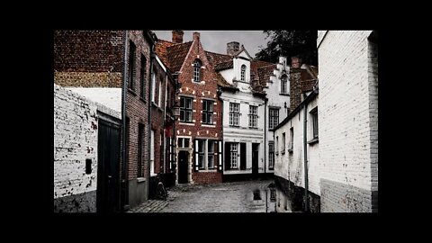 Rainfall on a quiet cobblestone road in Bruges. Sound of rain helping you relax and sleep better