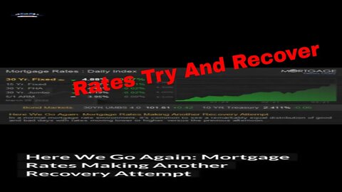 Mortgage Rates Making A Recovery Attempt