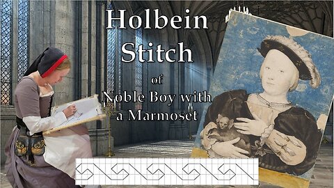 Ocean Wave Blackwork Embroidery Pattern | 16th Century Holbein Stitch of Noble Boy with a Marmoset